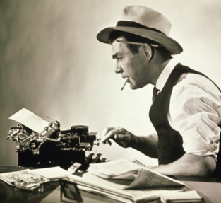 Man with typewriter